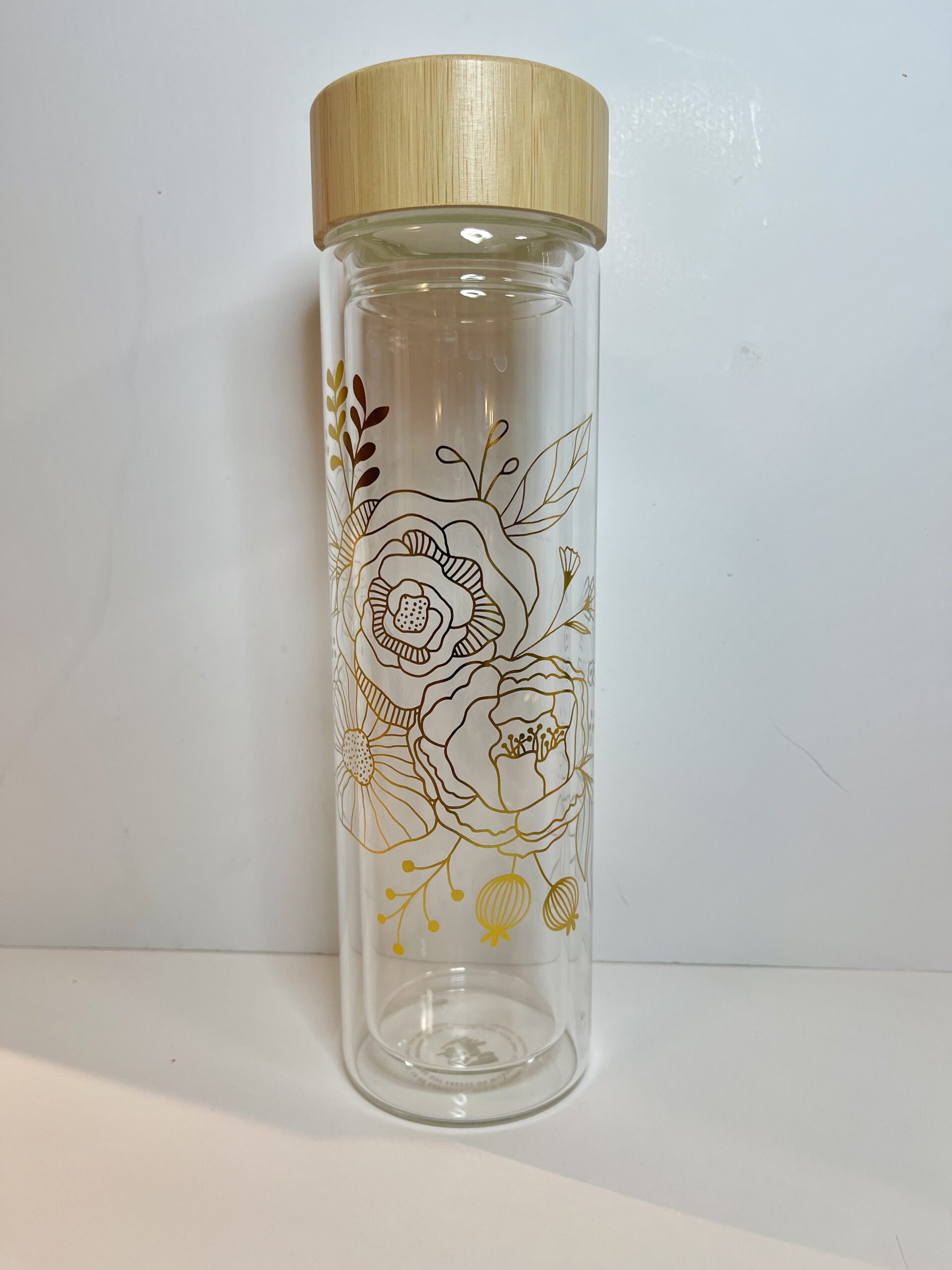 Garden Bloom Tea & Travel Glass Bottle