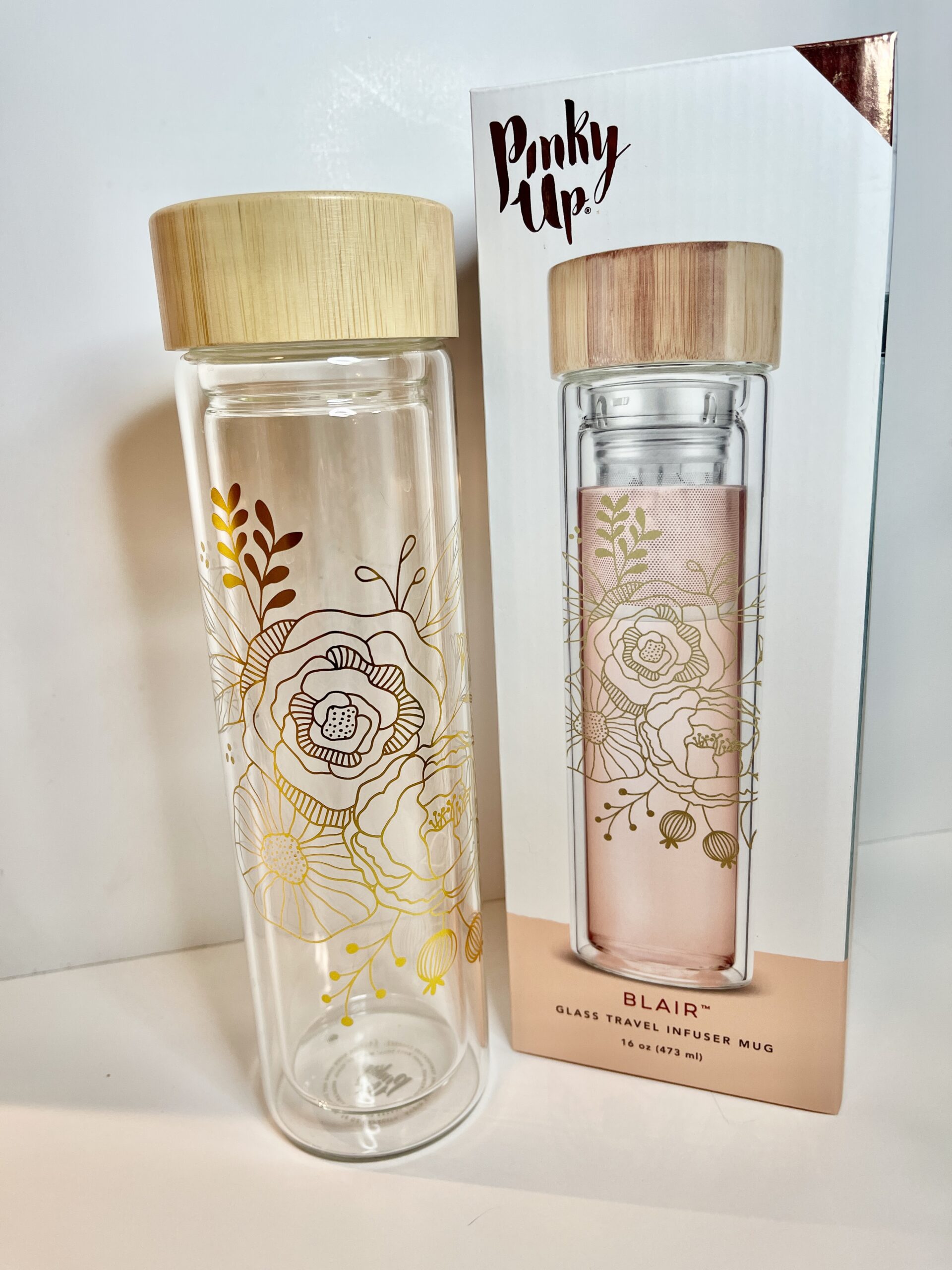 Garden Bloom Tea & Travel Glass Bottle