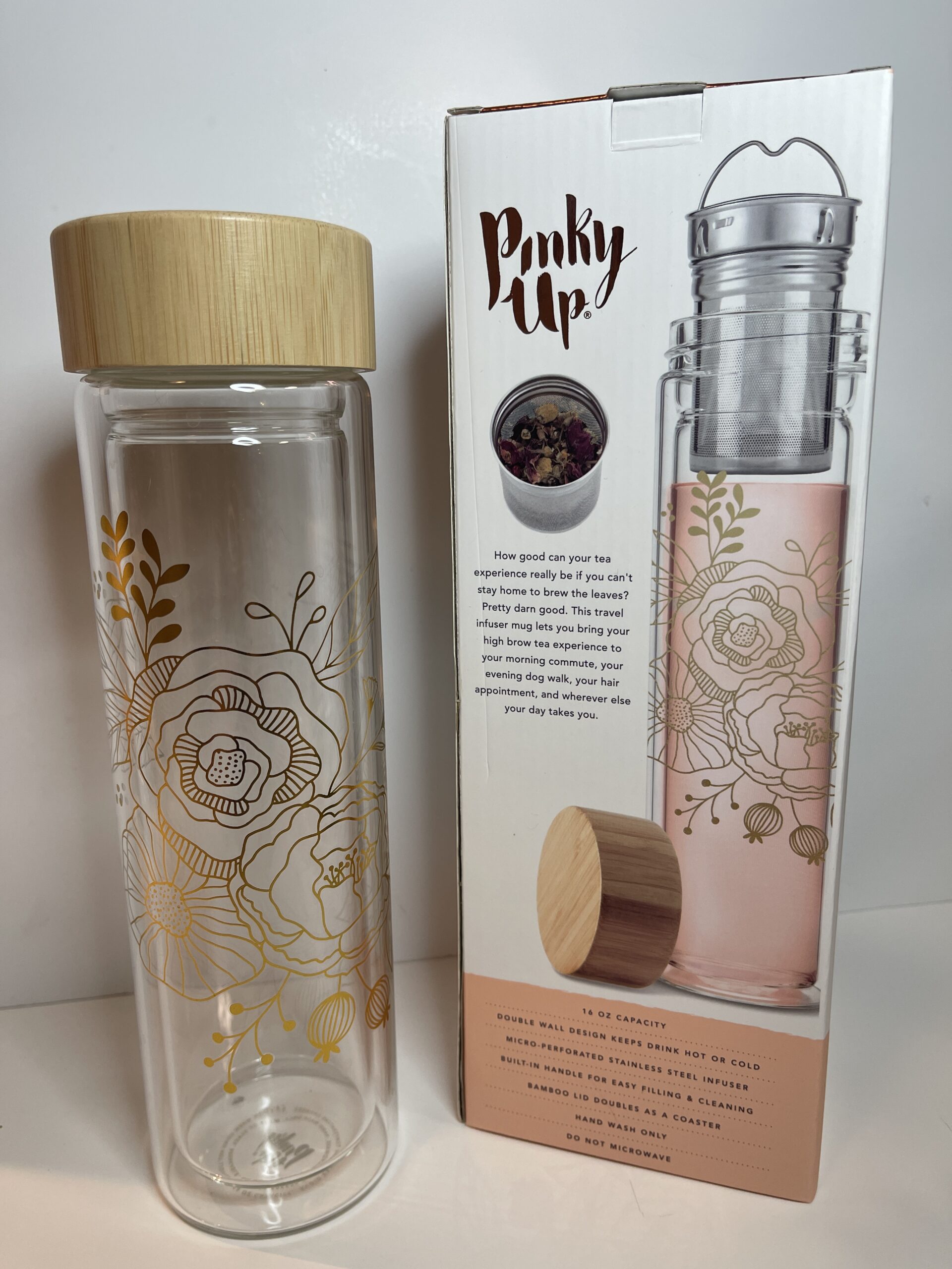 Garden Bloom Tea & Travel Glass Bottle